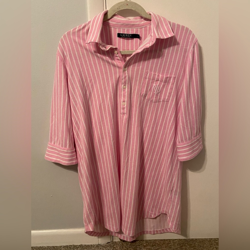 Pink Striped Lauren by Ralph Lauren sleep shirt- size L